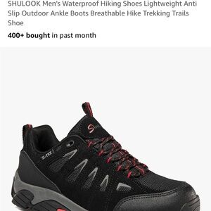 Shulook Men's Waterproof Hiking Shoes - Black and Red
